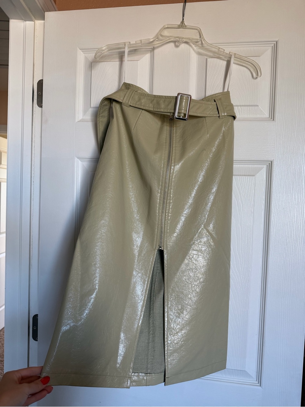 Nordstrom High-Waist Faux Leather Midi Skirt with Belt